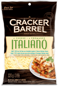 Cracker Barrel Shredded Cheese - 4 Cheese Italiano Light - 320 g