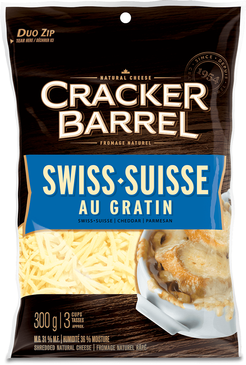 Cracker Barrel Shredded Cheese - Swiss au Gratin - 300 g